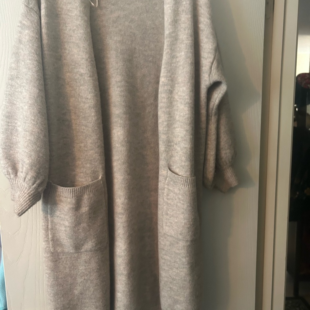 Crescent Gray Cardigan Sweater with Relaxed Fit